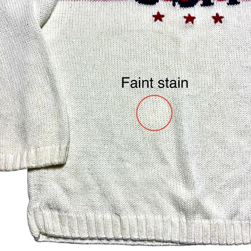 Structure USA‎ Off White Knit Sweater Red Blue Stripes Sz XL